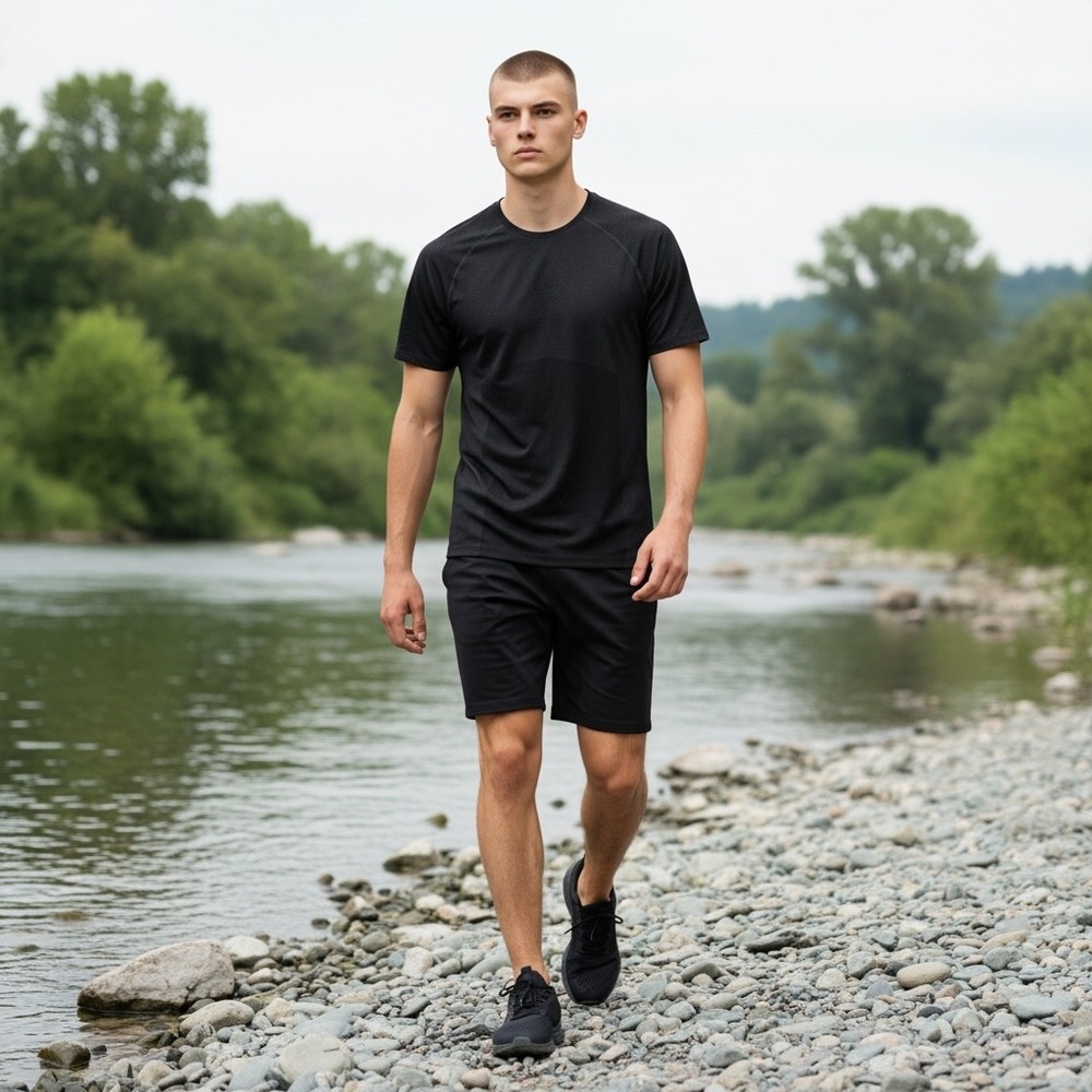 VRST Mens‎ Black Current Tech Seamless Training T-Shirt Short Sleeve Small